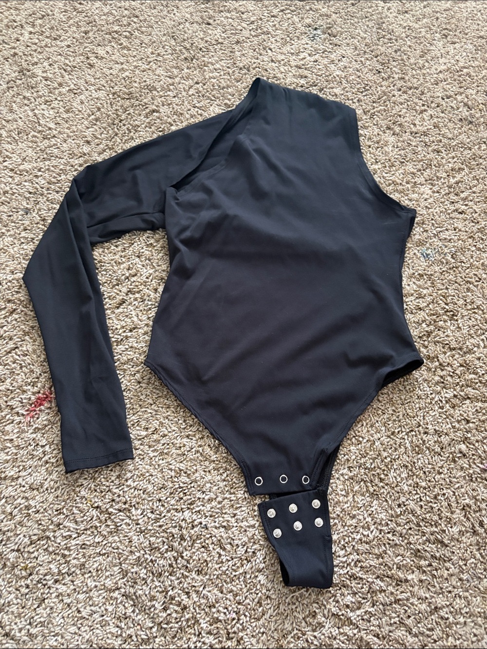 Women's Black One-Shoulder Long Sleeve Bodysuit